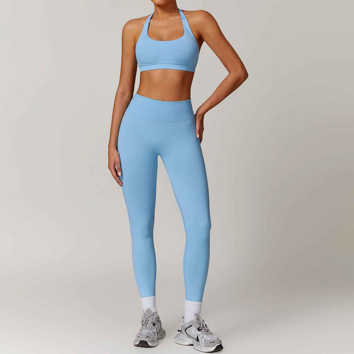 Hanging neck bra+pants yoga set, sports running set