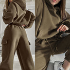 Women's Hoodie Set – Cropped Hoodie & Cargo Joggers Tracksuit