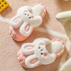Fluffy Bunny Slippers – Thick Sole Winter Home Slides"