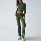 Yoga Long Sleeve T-Shirt Pure Color Long Pants Set