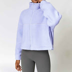 Winter outdoor running fitness warm polar fleece jacket zipper lamb fleece sports jacket