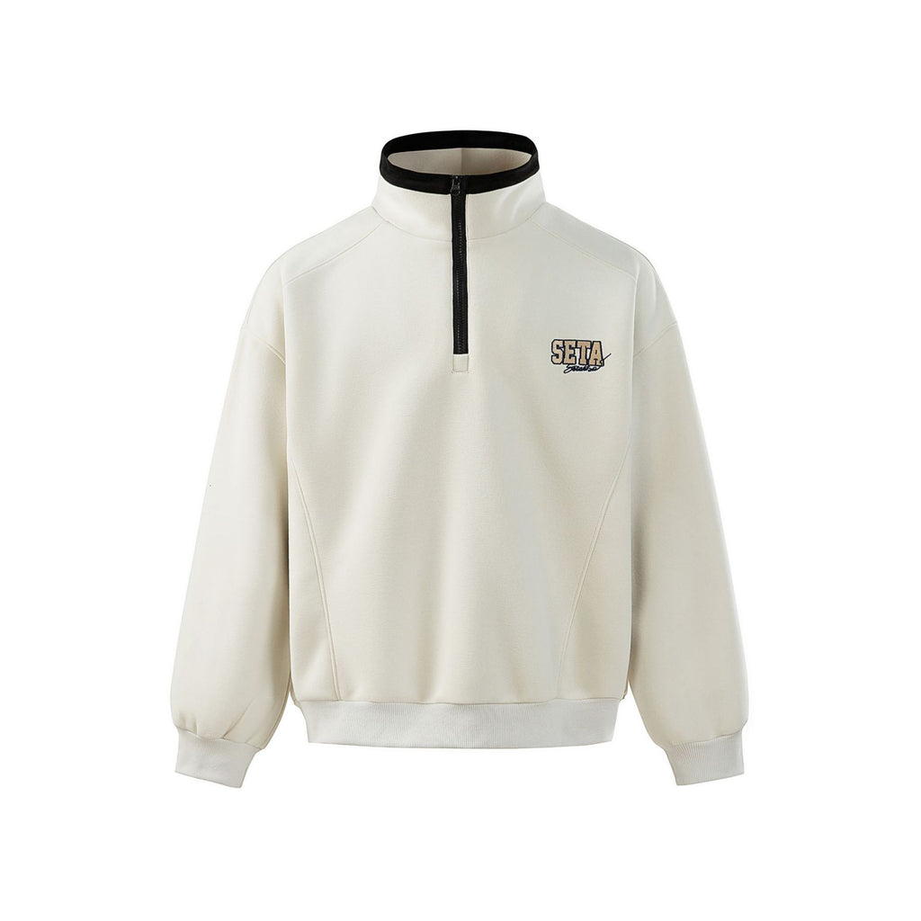 Men's Half Zip Sweatshirt – Loose Fit Contrast Collar Pullover