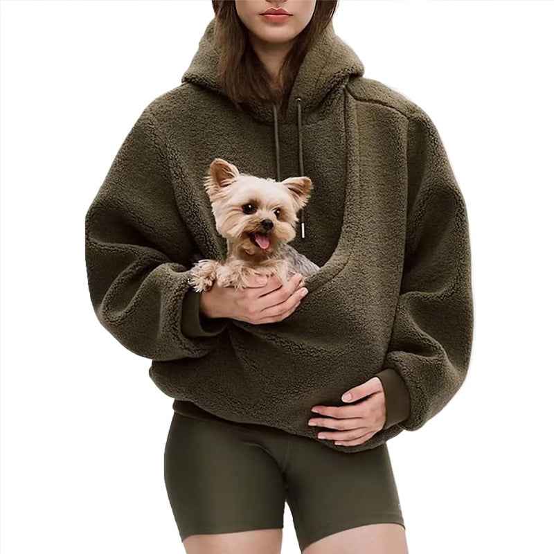 Pet Carrier Hoodie, Hands-Free Dog & Cat Carry Bag, Unisex Sweatshirt for Small Pets