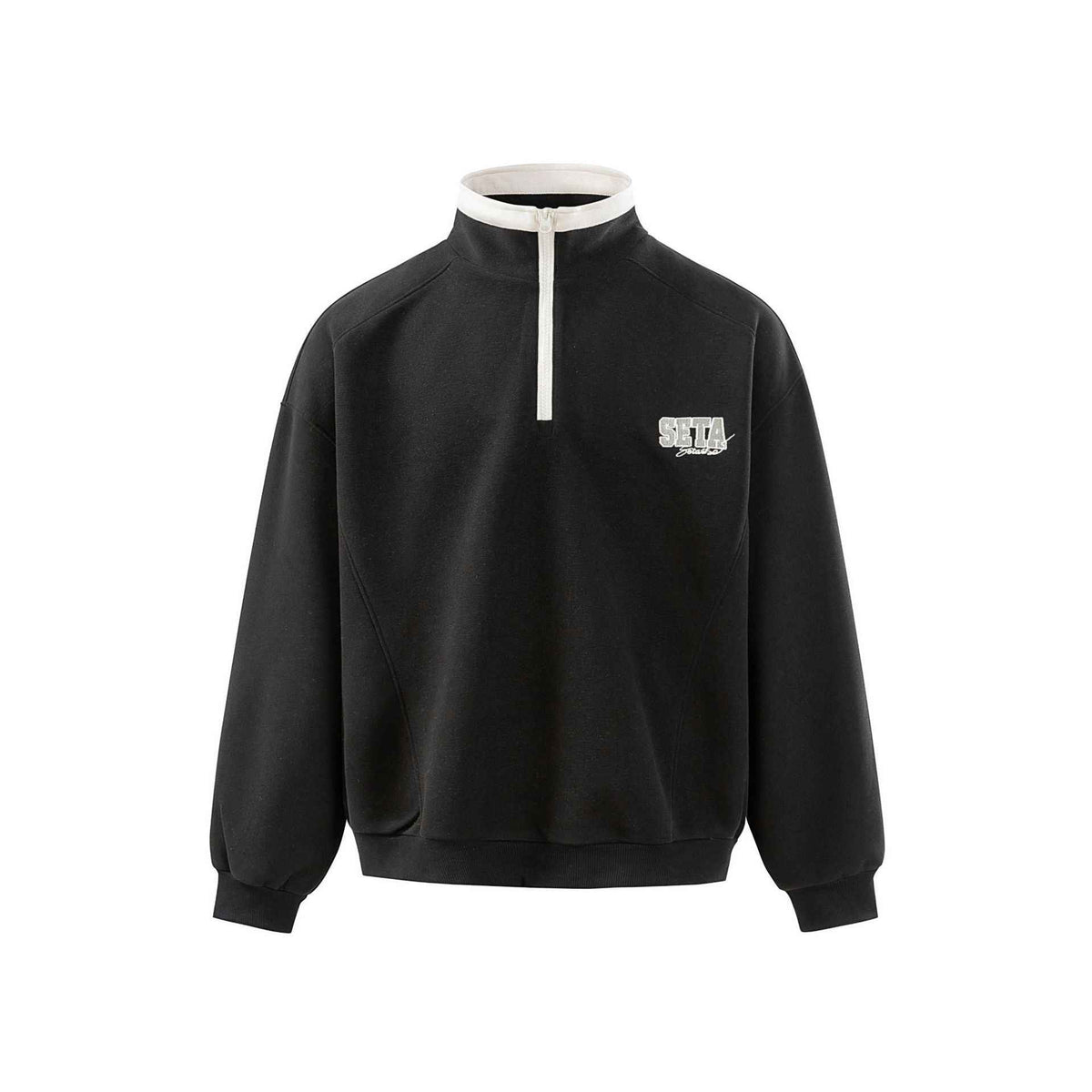 Men's Half Zip Sweatshirt – Loose Fit Contrast Collar Pullover