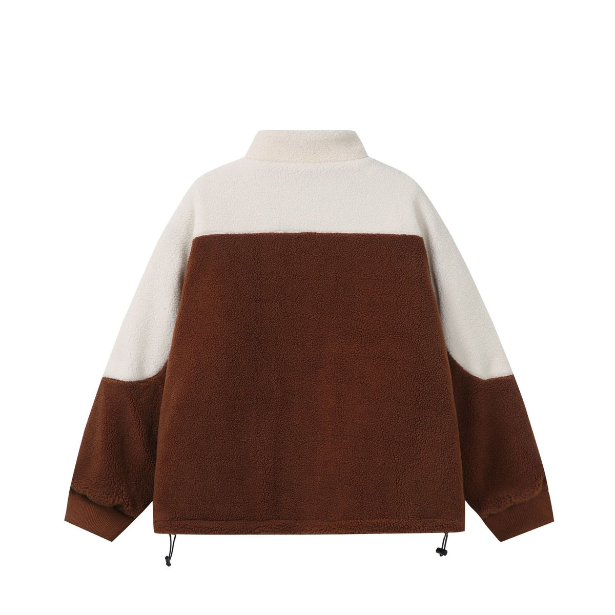 Jacket with Fleece Lining Color-blocked Stand-up Collar Casual and Versatile