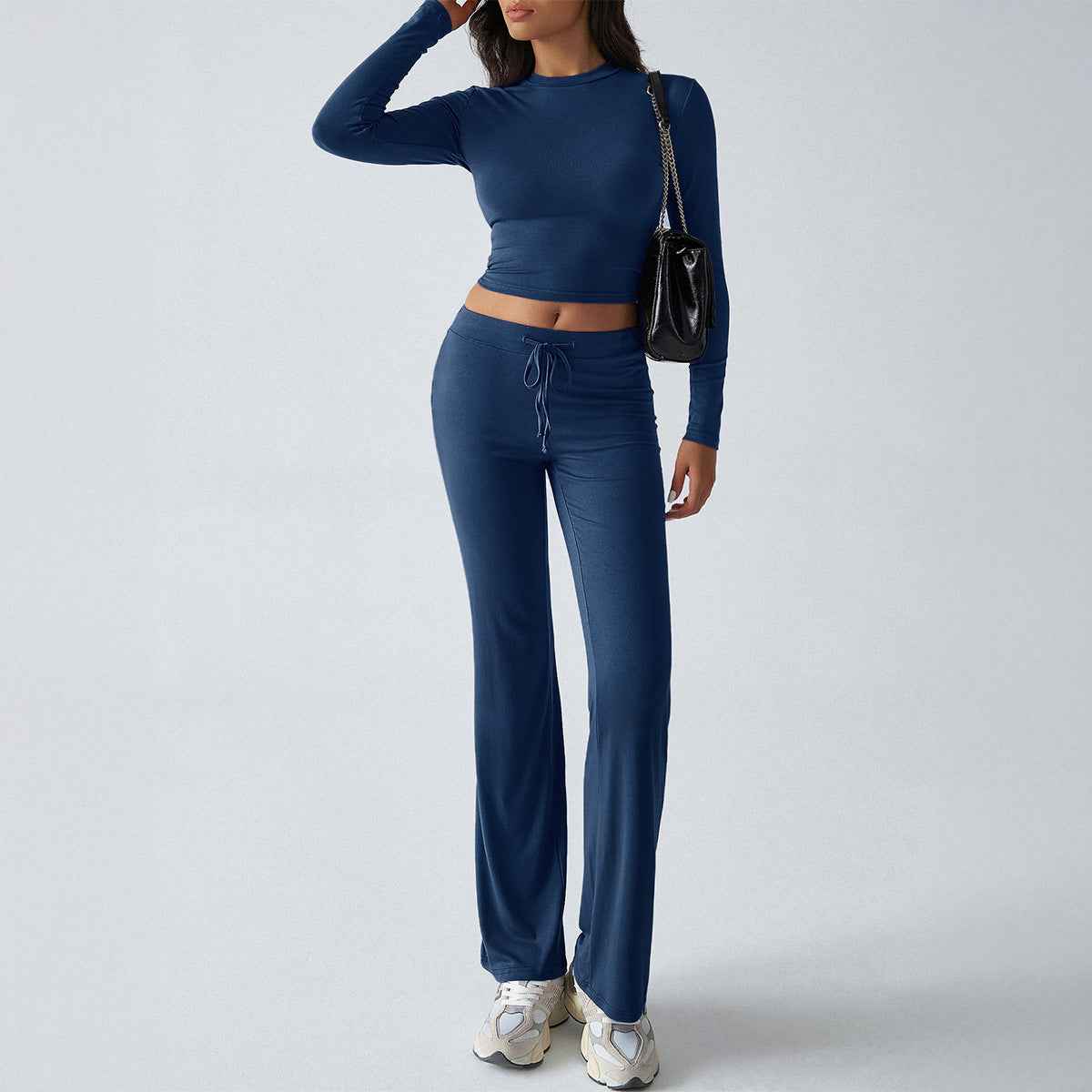 Yoga Long Sleeve T-Shirt Pure Color Long Pants Set