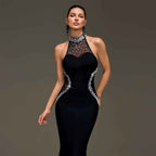Neck Hanging Heavy Industry Beaded Evening Dress Women's Backless Slim-fit Fishtail Long Dress