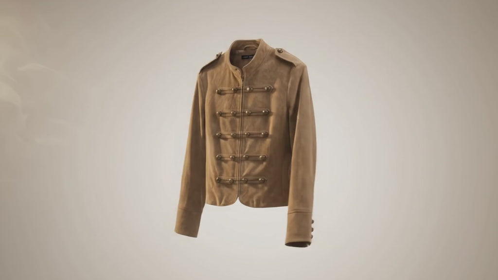 Suede Texture Rope Knot Button Zipper Jacket for Women