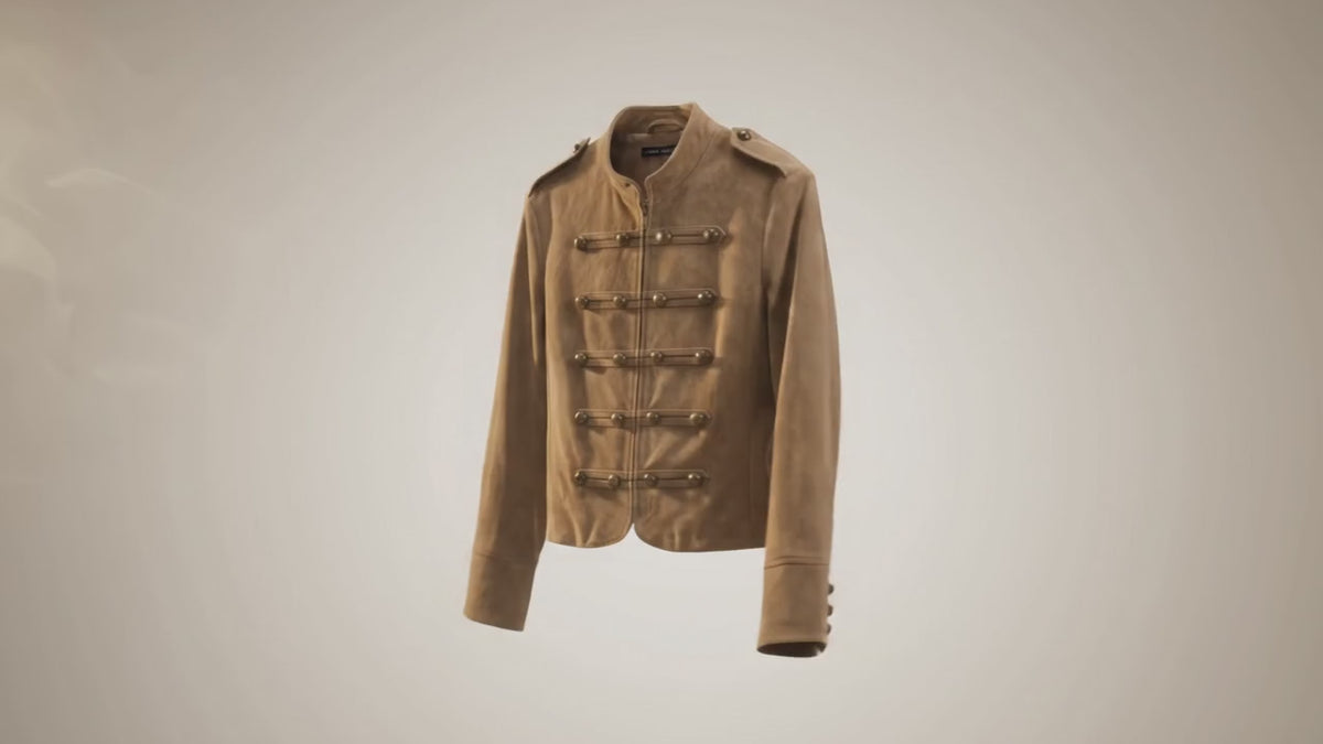 Suede Texture Rope Knot Button Zipper Jacket for Women